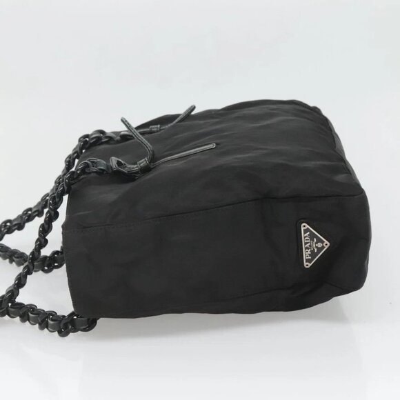 PRADA Chain Shoulder Bag Nylon Black - Picture 5 of 15